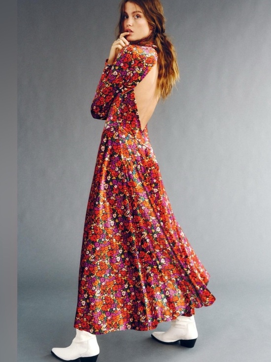 Free People Dresses & Skirts - Free People Heartland Long Sleeve Crushed Velvet Dress Medium